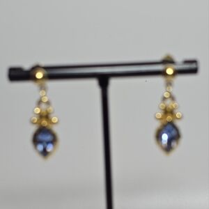 Avon Gold and Blue Teardrop Earrings